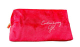 Beauty case in velluto color ciliegia di Enrico Coveri