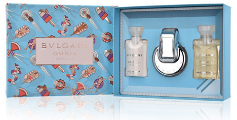 Bvlgari Omnia Crystalline eau de toilette donna confezione regalo edt da 40 ml spray + crema corpo da 40 ml + gel doccia da 40 ml