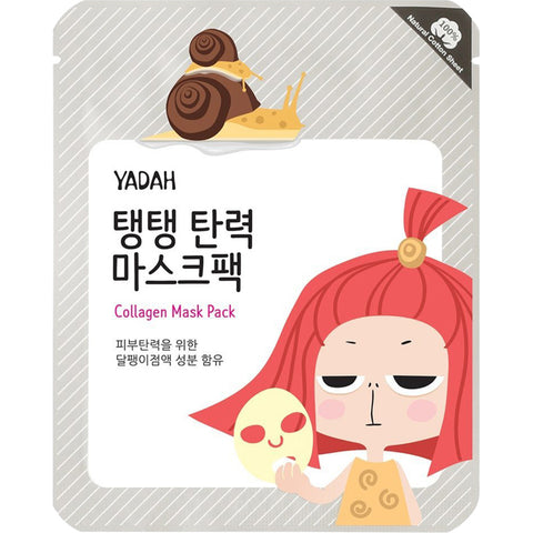 Yadah Collagen Mask Pack in tessuto con collagene e bava di lumaca da 25 ml Yadah